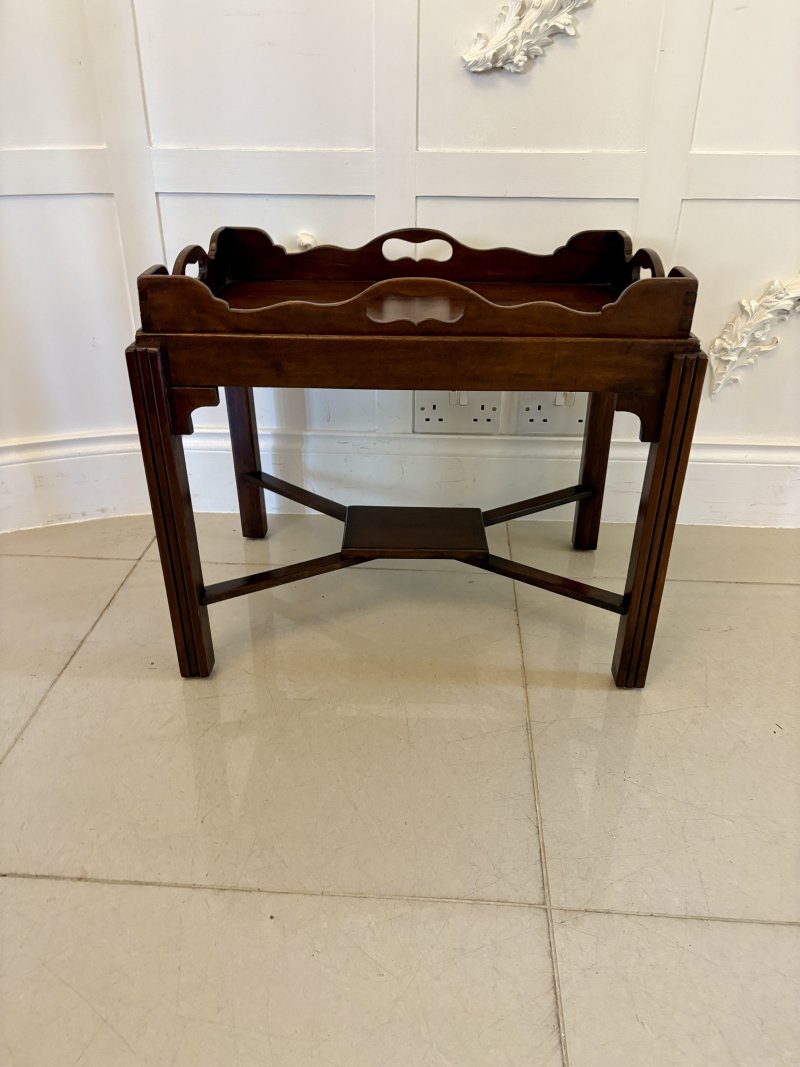 Antique Edwardian Quality Mahogany Butlers Tray on Stand - Image 3
